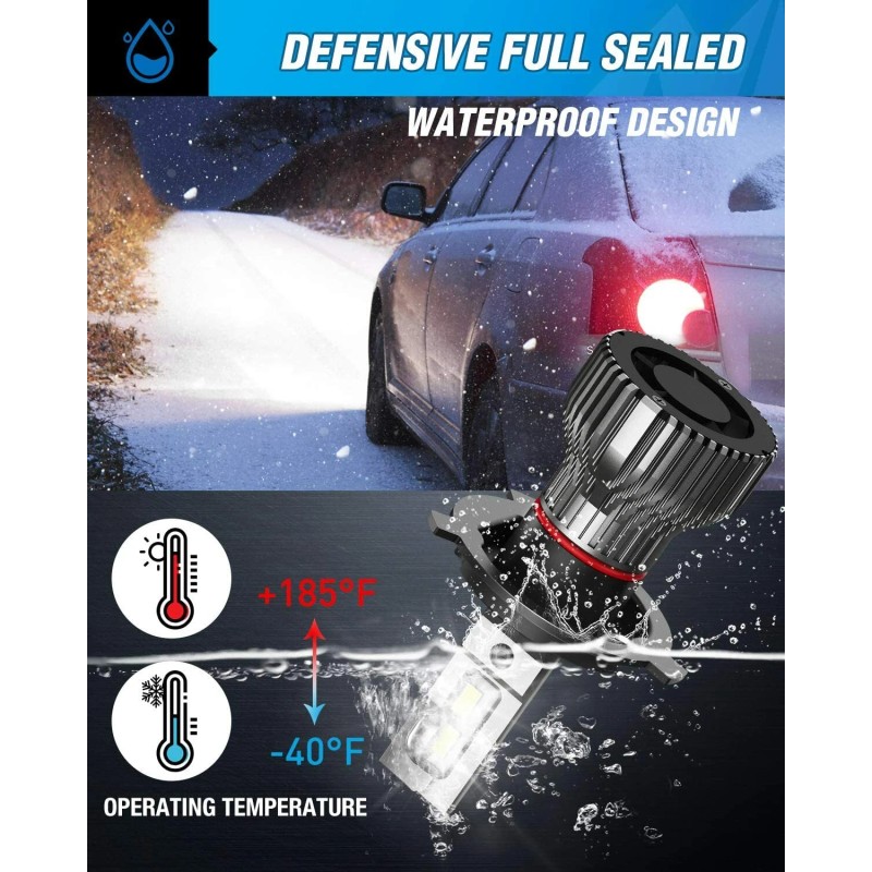 Nilight 2PCS H4 LED Headlight Kit Light Bulbs High Low