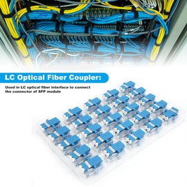 Fiber Optical Coupler LC to LC, UPC Duplex Flange Fibre Optic Connectors, Singlemode/Multimode, Insertion Loss: <0.2dB, Repeat Times: >1000 Times, Used in Optical Fiber Distribution Frame (ODF), 50Pcs