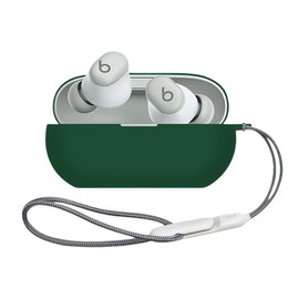 Compatible with Beats Solo Buds Case 2024, Premium Soft Silicone Protective Cover for Beats Solo Buds Protection Shockproof Cover Wireless Earbuds Headphone Accessories with Lanyard (Green)