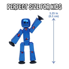 Zing StikBot Dual Pack - Includes 2 StikBots - Collectible Action Figures and Accessories, Stop Motion Animation, Ages 4 and Up (Red Orange and Metallic Blue)