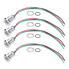 Luz Indicadora LED Precableada 12 Mm 12V-24V Luz Piloto LED de Electrodo Catódico Común - Paquete de 4 Juegos(rojo verde), Botones e Indicadores