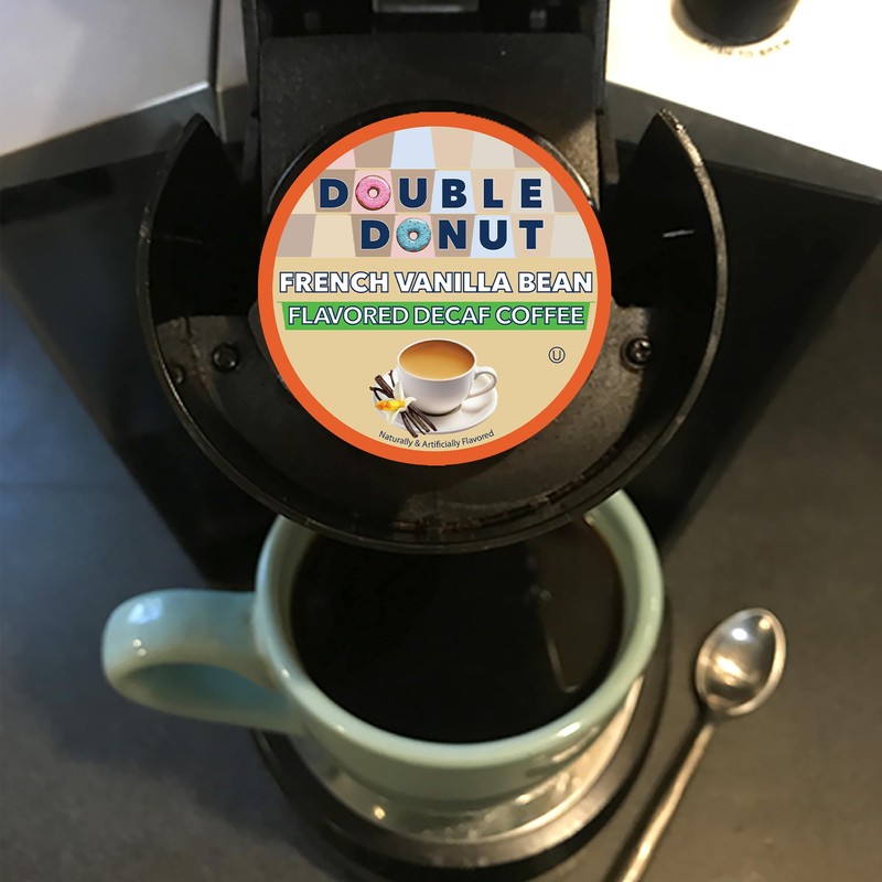Double Donut Coffee Decaf French Vanilla Coffee Pods, Medium Roast
