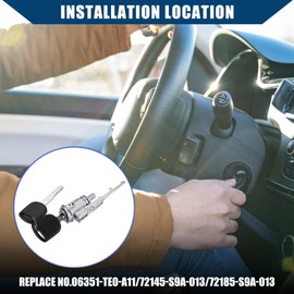 X AUTOHAUX 06351-TE0-A11 Ignition Switch Cylinder Lock Front Door Lock Cylinder with Keys for Honda CR-V 2002-2006 for Honda Element 2003-2011 / Door Lock Cylinder / 1 Set Silver Tone