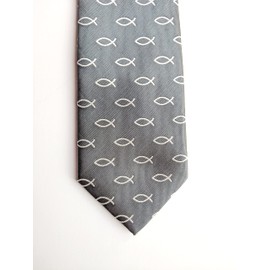 Maker V Jesus Fish Necktie - Christian Necktie - Pastor Necktie