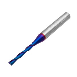 Gasea 1/4 Inch Shank Flat Nose Spiral End Mill CNC Router Bits, 2 Flute Down Cut Tungsten Carbide Nano Blue Coating End Milling Cutter Tool 1/4 x1/8 x 13/16 x 2-1/2
