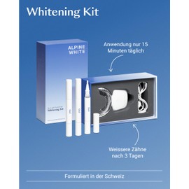 ALPINE WHITE Whitening Kit - Professional Teeth Bleaching for Home I Whitening LED with Blue Light Technology and Whitening Gel for Visibly Whiter Teeth in Just 3 Days I Only 15 Minutes Daily