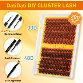 DatiDati Lash Clusters Kit, Lash Clusters, DIY Lash Extension Kit with Lash Bond and Seal Remover Lash Tweezers Eyelash Extension Kit(30D+40D Kit, 8-16mix)