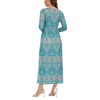 Women's Long Sleeve Floral Pattern Boho Style V-Neck Maxi Dresses