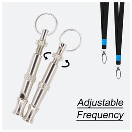 Andiker Dog Whistles with Lanyard 2 Pieces Professional Stainless Steel Adjustable High Frequency Pet Whistle for Recall Training and Bark Control Dog Training