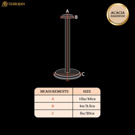 Mythorjan Wooden Helmet Stand Display Décor Stand For Spartan, Templar, Motorcycle, Caps, Hat Decorative Desktop Hanger Rack LARP Helmet Stand, 18 Inch - Natural