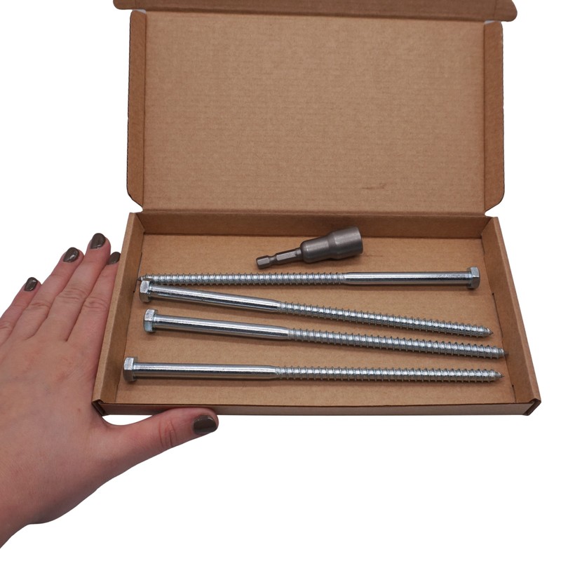 (Pack of 4) DIN 571 Galvanised Steel Hexagon Wood Screws