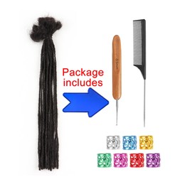 ADIASAI 0.2cm Width 6 Inch 30 Strands 100% Human Hair Dreadlock Extensions for Men Women Kids Full Handmade Human Hair Loc Extensions Permanent Dread Extensions with Needle and Comb