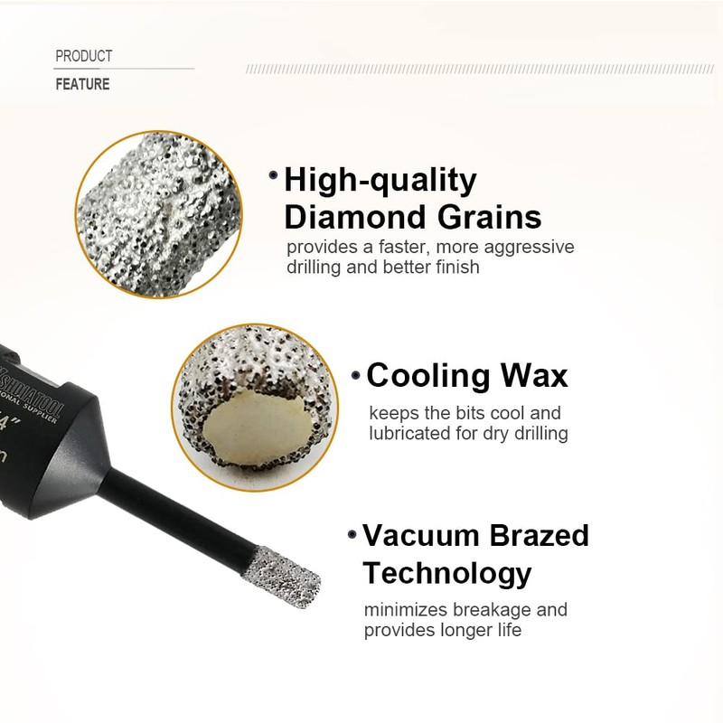 SHDIATOOL 6PCS Diamond Core Drill Bits Set for Porcelain Tile