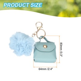 [PATIKIL] Coin Pouch PU Leather Small Coin Purse Keychain for Women Keychain Pouch Mini Tote Bag Keychain Cute Small Hanging Backpack Handbag Decoration Sky Blue