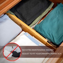 LUXVIOR 8 Units Expandable Bamboo Drawer Dividers (Size 17½"L- 22" inches) - Adjustable Drawer Organizer Storage Multipurpose Drawers for Clothes,Bathroom,Office,Dresser,Kitchen Drawer Organizer,Natural
