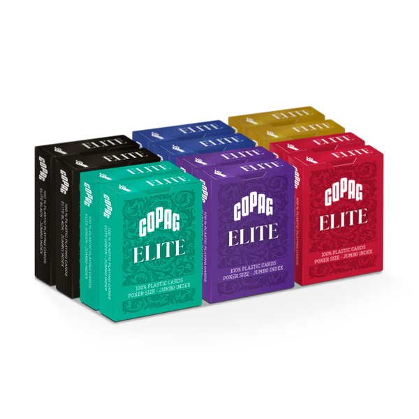 Copag Elite 100% Plastic Playing Cards, Poker Size (Standard) Jumbo Index Single Deck (12 Pack)