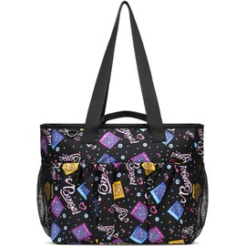 Bingo Tote Bag for Bingo Game Set Stuff Supplies Bingo Bags with Pockets for Bingo Kit Equipment Large Bingo Dauber Bag Bingo Accessories for Women Bingo Prizes for Adults Seniors Juego de Bingo