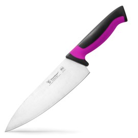 Humbee 8-Inch Chef Knife, NSF Certified Razor-Sharp High Carbon Stainless Steel Blade – Ergonomic Color Coded Handle, Non-Slip Grip Kitchen Knife, DT-10 Series, Purple