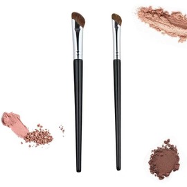 Phyxiul Nose Shadow Angled Makeup Brushes 2pcs Large + Small Nose Contour Brush Nose Shadow Brush Angled Pony Hair Animal Hair for All Skin Types