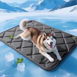 YDKGL Dog Cooling Mat, Washable Ice Silk Self Cool Pad for Dogs and Cats Soft & Comfortable Pets Sleeping Bed Pad for Travel Outdoor & Indoor, Black 16x24 inch