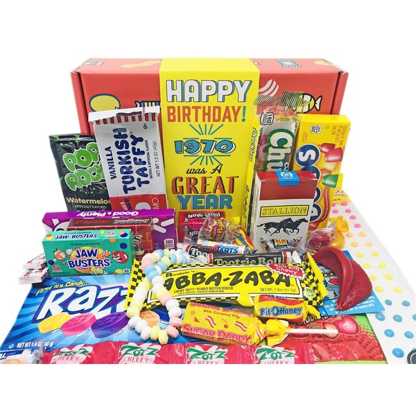 RETRO CANDY YUM ~ 1970 54th Birthday Gifts for 54 Year Old Women and Men Nostalgic 1970s Candy Gift Mix from Childhood Born 1970 Jr
