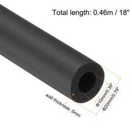 QUARKZMAN Pipe Insulation Foam 10 mm ID 20 mm OD 0.5 m Long Non-Slip Foam Hose for Grip Support Cover Bicycle Grips Pipe Insulation Handlebar Grips Heating Black