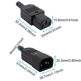 Traovien IEC C14 Male C13 Female Adapter Plug Power Socket Connectors 3 Pin Terminal Panel Mount AC 250V 10A (1 Pair).