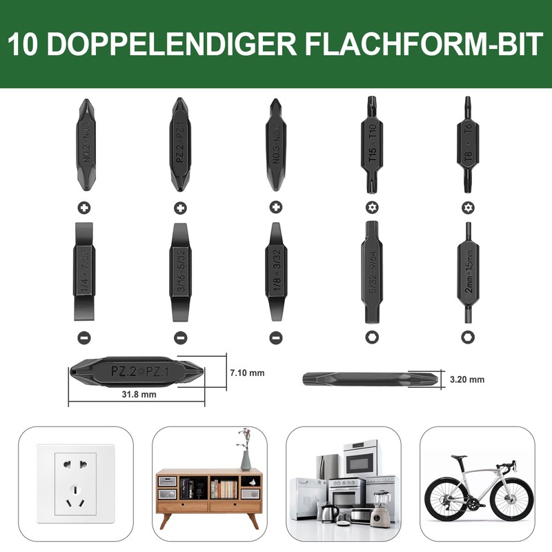 NexTool Bit Set, 10 Double Ended Screwdriver Bits for Multi-Tools,