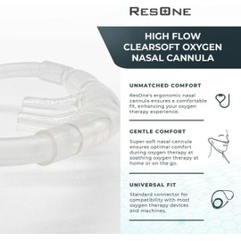 ResOne 7Ft High Flow Adult Oxygen Nasal Cannula 1-Pack - Soft Curved Prongs, Crush-Resistant Tubing - Oxygen Concentrator Supplies - Soft Curved Nose Piece, Standard Size, 15 LPM