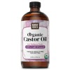 Castor Oil Organic Cold Pressed Unrefined Glass Bottle, 16 Fl