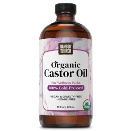Castor Oil Organic Cold Pressed Unrefined Glass Bottle, 16 Fl Oz, USDA Certif...