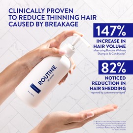 Routine Wellness Anti-Thinning Shampoo for Thinning Hair - Biotin DHT Blocker Women & Men - Color Safe Shampoo for Hair Loss & Healthy Hair - Coconut & Vanilla - 14oz