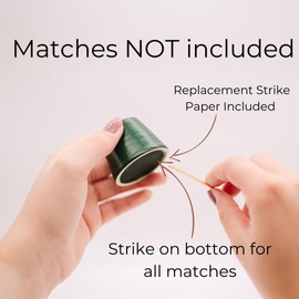 River Birch Set of 2 Green Ceramic Match Holders with Striker | Birthday, Holiday, Decorative, Gifts | Match Striker Jar for 2 Inch Small Decor Matches - Matches NOT Included