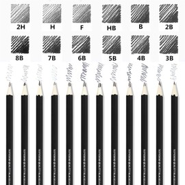 MAIHUO 12 Pcs Graphite Pencils Set,Drawing Sketch Pencil Set,Art Set for Adults, Beginner,Profession Sketch Pencils,8B,7B,6B,5B,4B,3B,2B,B,HB,F,H,2H