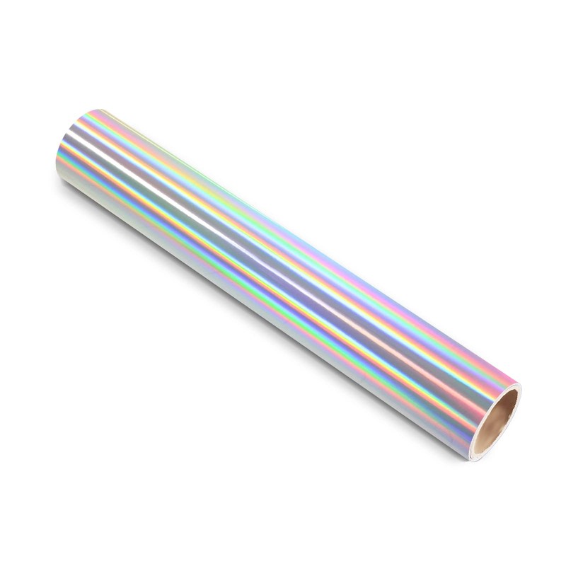 TECKWRAP Glossy Rainbow Holographic Silver Chrome Vinyl 1ftx5ft