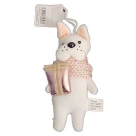 Target Wondershop 2023 Fabric White Dog Pink Scarf Ornament Christmas 5" NEW