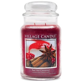 Village Candle Red Hot Cinnamon Large Glass Apothecary Jar Scented Candle, 21.25 oz, 21 Ounce
