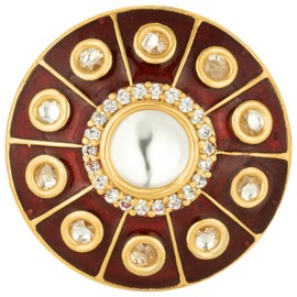 Aheli Statement Enamel Meenakari Finger Ring Adjustable Faux Stone Studded Indian Traditional Wedding Party Fashion Jewelry Gift for Women Red