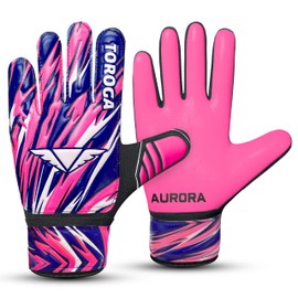 TOROGA Football Goalkeeper Gloves For Boys kids Children Youth Soccer Goalie Glove with Super Grip Palms (Pink, 5)