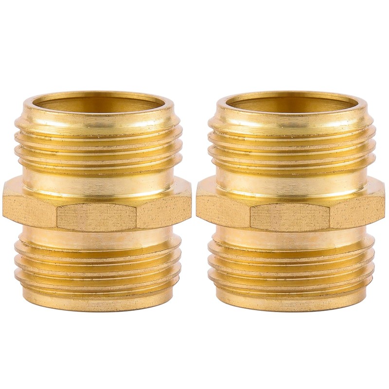 2 Pack 3/4 Inch Brass Garden Hose Adapter Male to