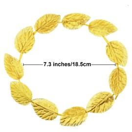 Unittype Roman Laurel Toga Head Wreath Goddess Headpiece Circlet 7.3 Inches in Diameter Gold Leaf Crown Golden Greek Emperor Crown Toga Headwear(18 Pcs)