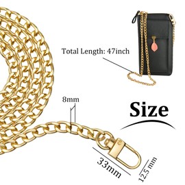 FuninCrea Metal chain Shoulder Strap, 120cm Adjustable Replacement Handbag Straps, Adjustable Purse Strap with Hardware Hooks Stylish Handbag Strap for Crossbody Canvas Bag Handbag (silver)
