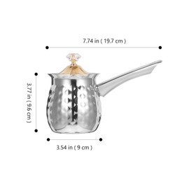 Luxshiny Turkish Coffee Pot Greek Arabic Coffee Maker Hammered Stainless Steel Cezve Jezve Ibrik Bri ki Coffee Pot Stove Top Tea Maker Butter Chocolate Milk Warmer with Spout 400ml