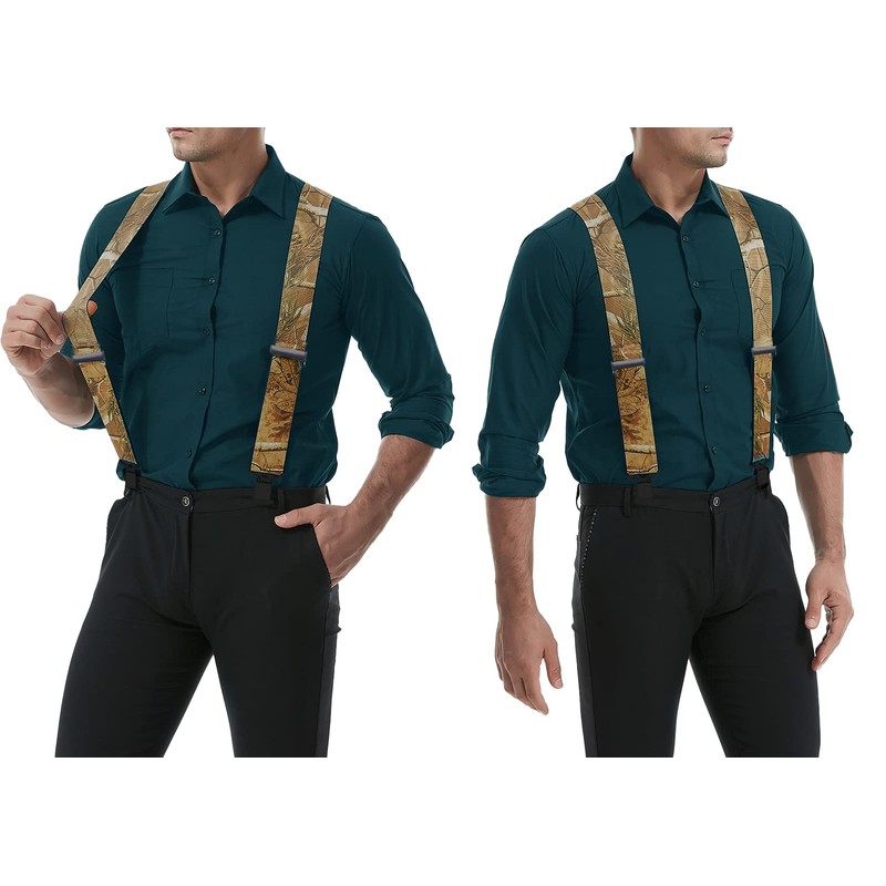 Camo Suspenders for Men - Heavy Duty Clips - Hunting