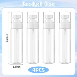 Zelphvt 4 Pack Clear Plastic Spray Bottles 3.4oz/100ml Fine Mist Spray Bottles Empty Mini Travel Plastic Bottle Fine Mist Sprayer for Essential Oils Perfumes Toners Water