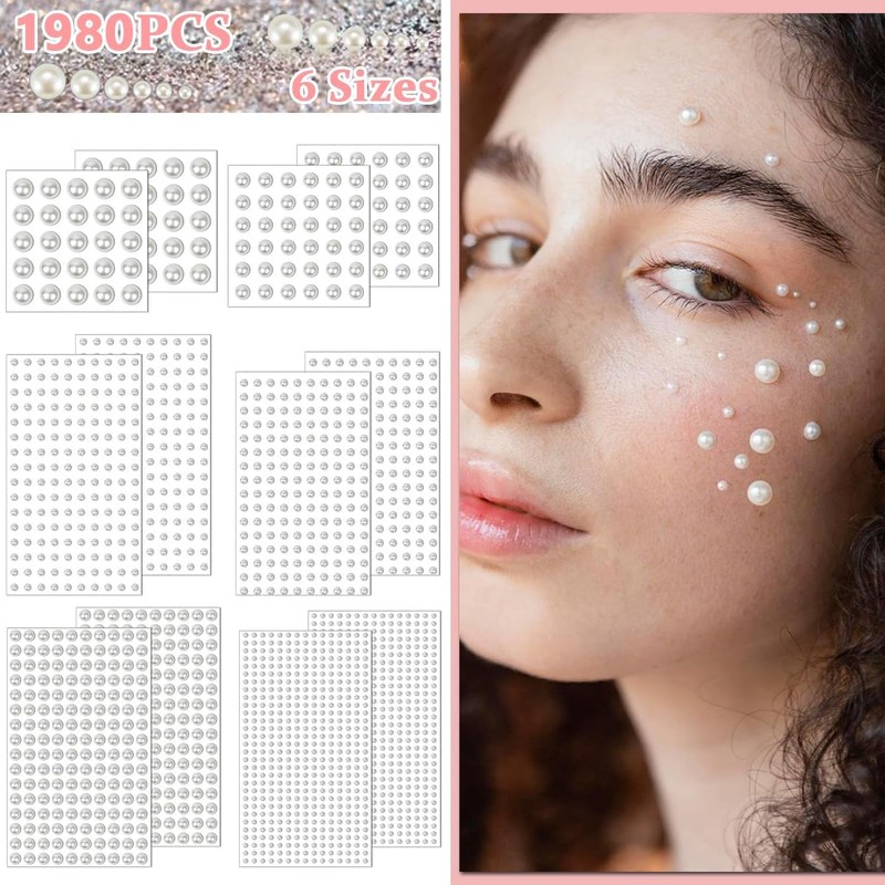HASTHIP® 1980 Piezas Pegatinas de Perlas Autoadhesivas, Gemas Decorativas para