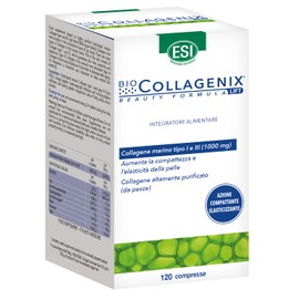 ESI, Biocollagenix, Integratore Alimentare a Base di Collagene Marino Idrolizzato 1000 mg, Dona una Pelle Compatta ed Elasticità al Viso, Integratori Antiage Senza Glutine, 120 Compresse
