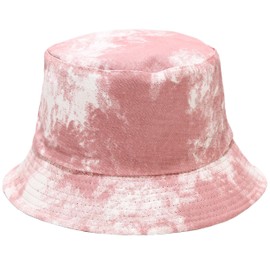 Tie Dye Bucket Hat Reversible Cotton Summer Hats Packable Travel Beach Sun Hat Outdoor Cap, Tie Dye Pink, One Size