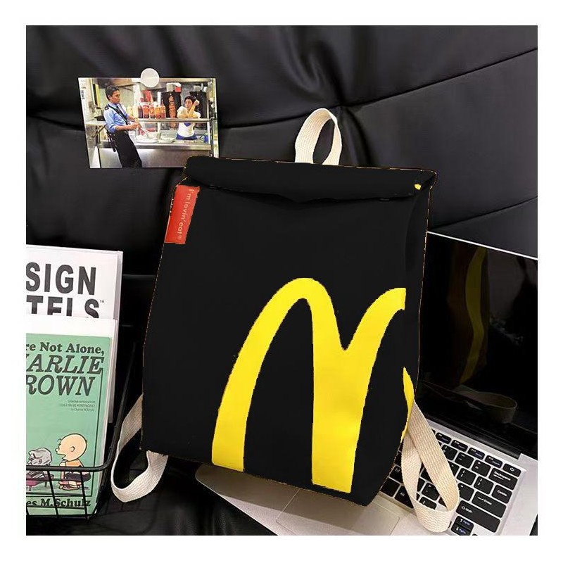 Fashion McDonald's Backpack with Unique Letter Print Starbucks Bag, Comfortable