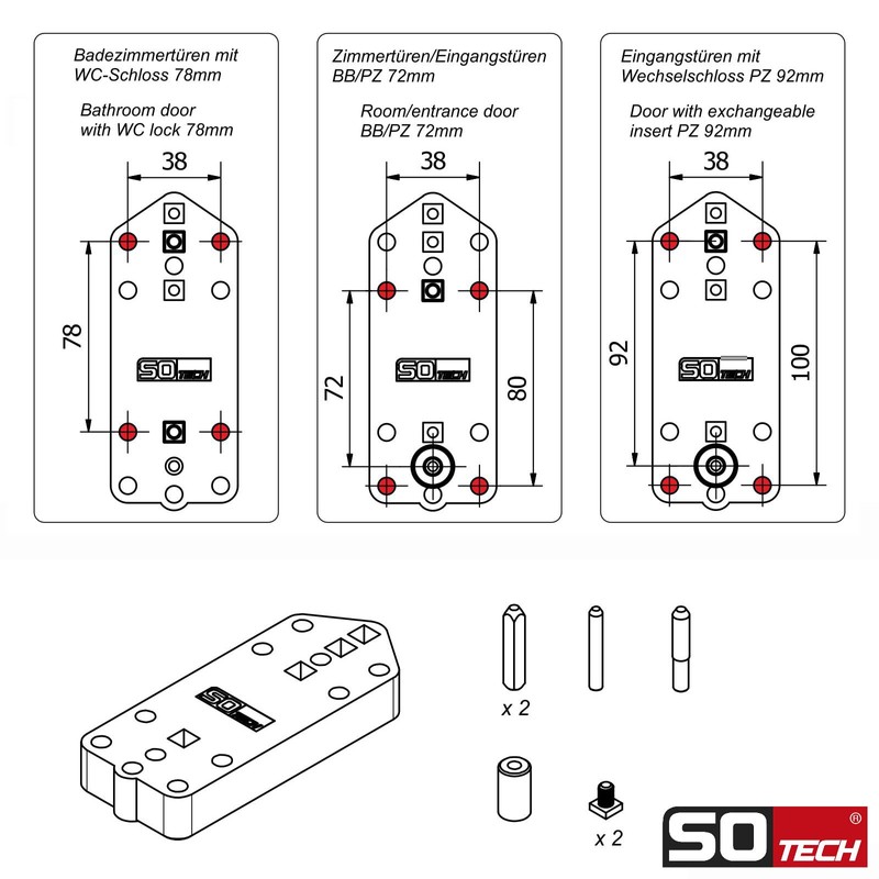 SOTECH Drilling template for door handle with rosette fitting (with